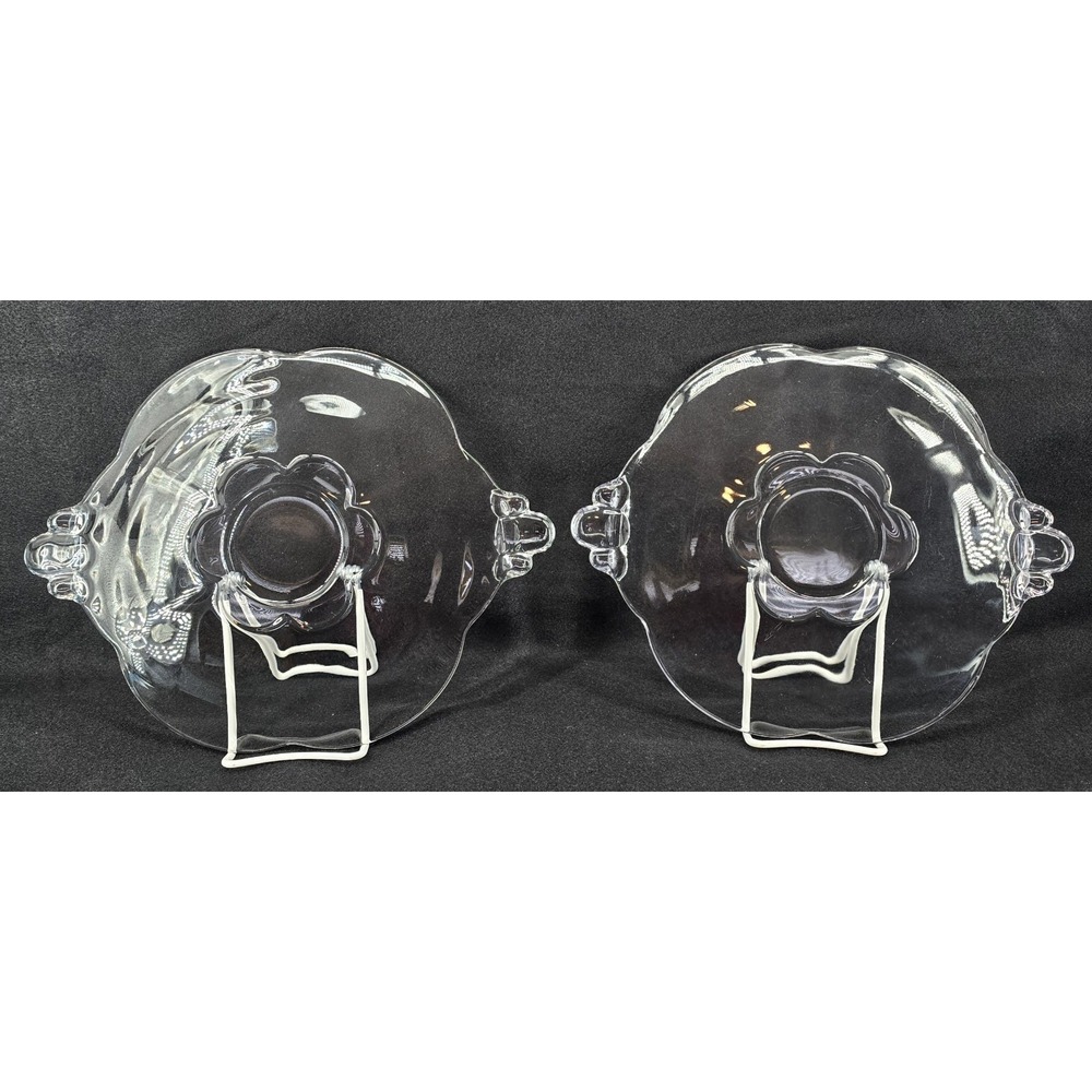 2 Vtg Duncan Miller Canterbury Clear Glass Serving Platters 1940s Plate 10.5x13"